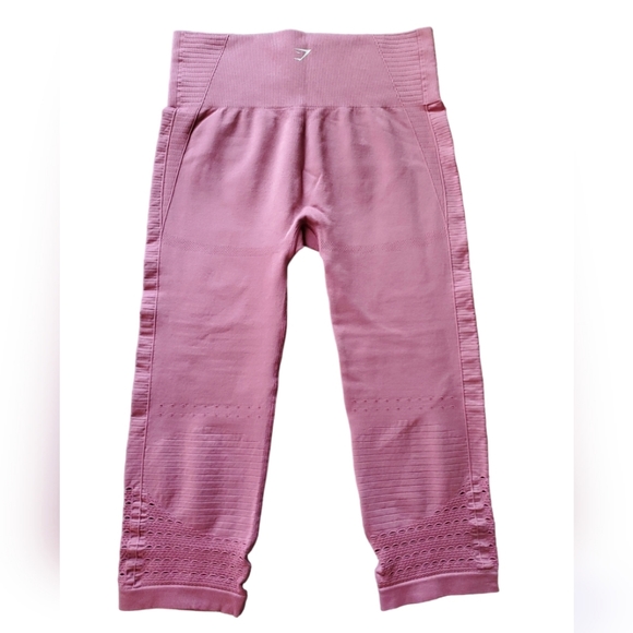 Gymshark Energy Seamless Cropped Leggings Pink Sz L - Picture 4 of 5